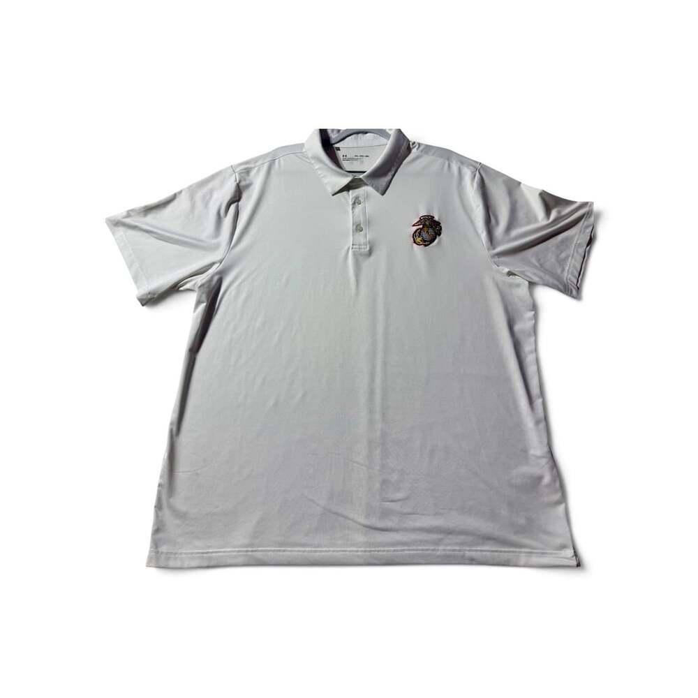 Under Armour US Marines Logo Embroidered White Golf Polo Shirt 3XL